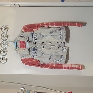 A hand made sweater jacket  off  of denim. A one of a kind.